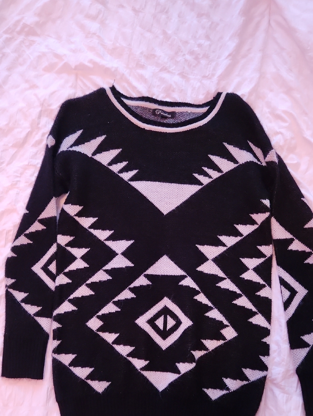 Geometric Black & White Crewneck Sweater